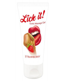 Съедобный массажный гель с ароматом клубники Lick It Erotic Massage Gel 50 мл, 6257360000