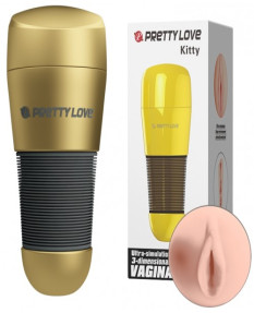 Мастурбатор-вагина в золотой колбе Pretty Love Kitty, BM-00900T49NNJ