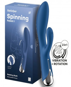 Вибратор для точки G с клиторальным стимулятором и ротацией Satisfyer Spinning Rabbit 1 Blue, 4048734