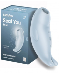 Вакуумно-волновой стимулятор клитора с вибрацией Satisfyer Seal You Soon голубой, 4065847