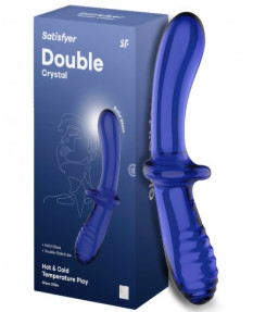 Двусторонний фаллос из стекла Satisfyer Double Crystal синий 20 см, 4045931